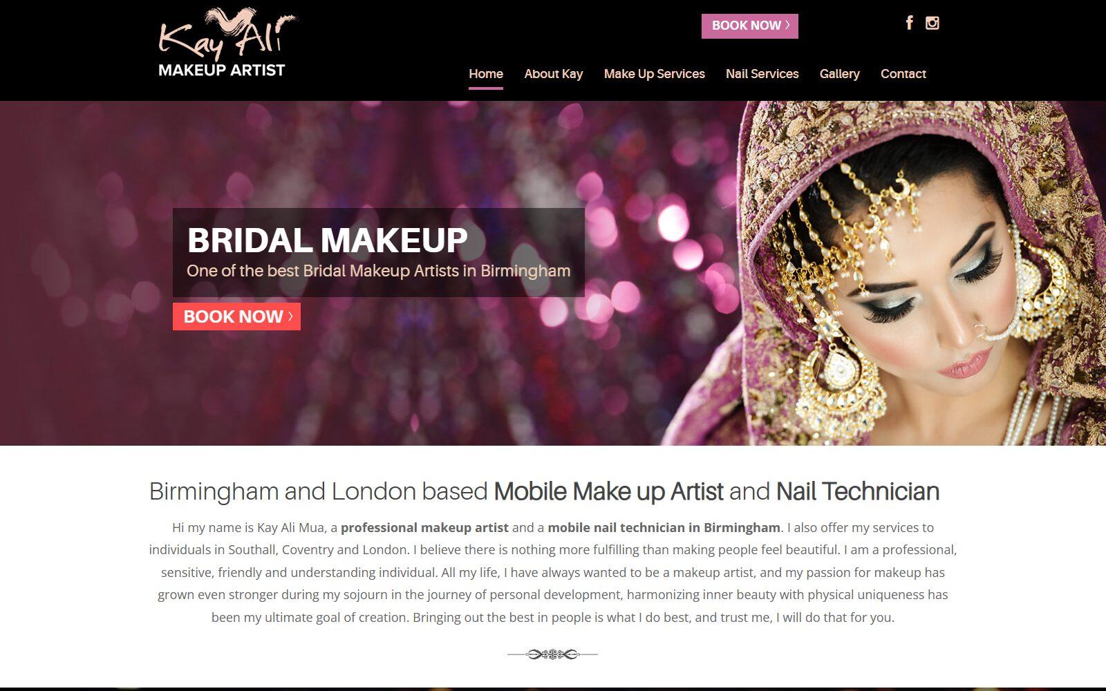 Kay Ali MUA — screenshot of the live site