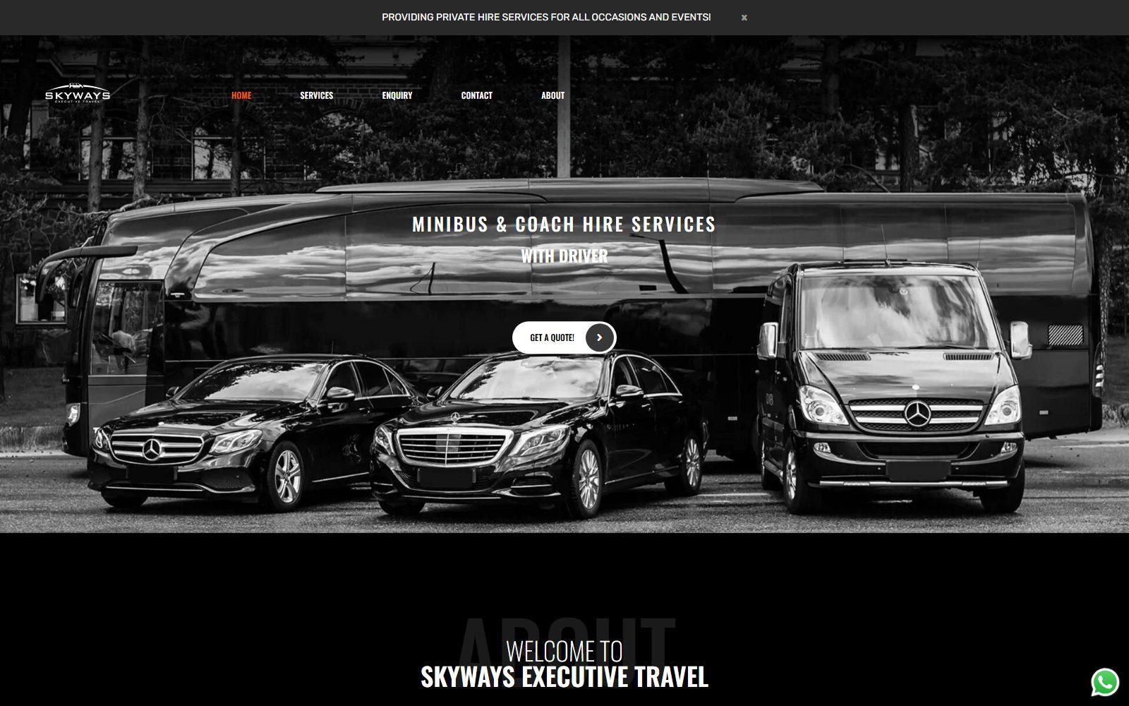 Skyways Executive Travel — screenshot of the live site